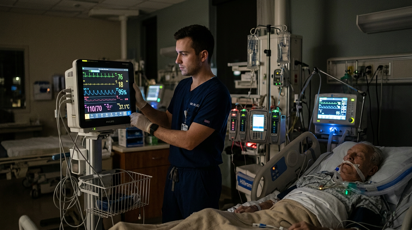 checking vital sign monitors checking vital sign monitors