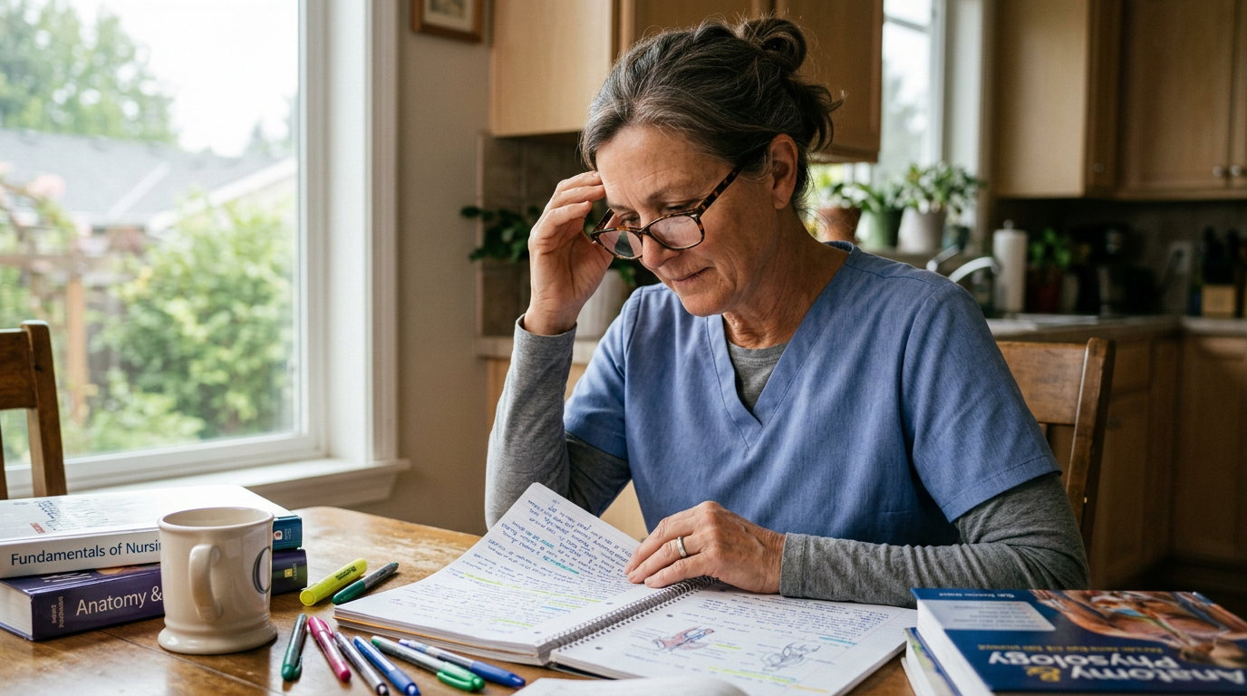 Nurse in her 50s, a career changer, reviewing career alternatives