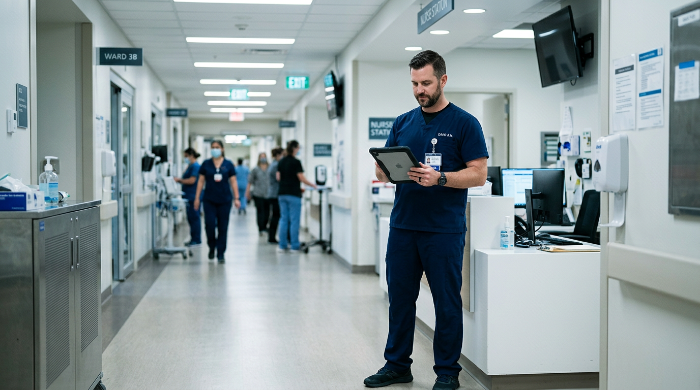 Nurse reviewing a patient chart